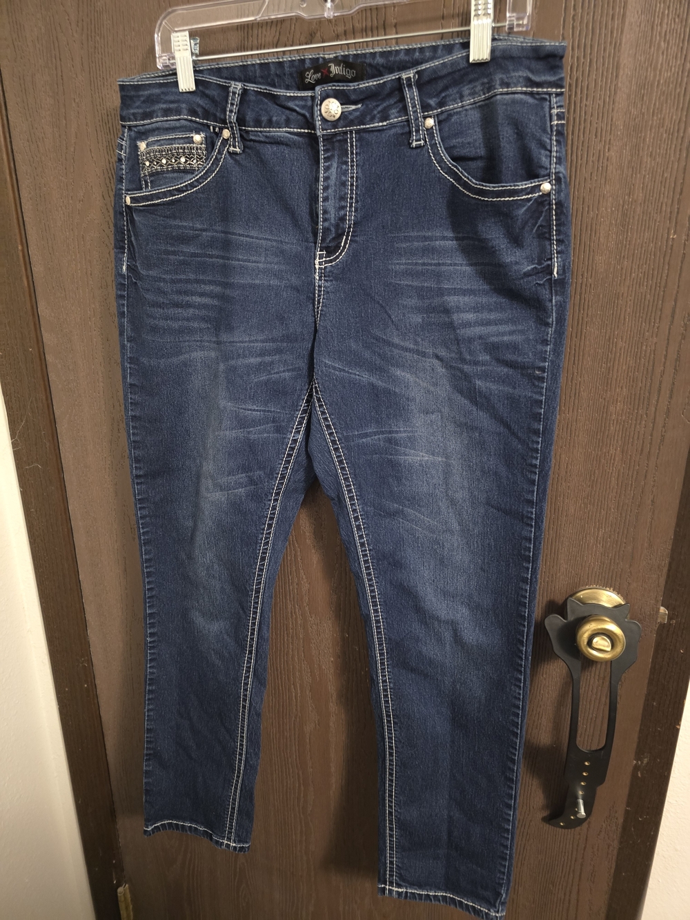 Love & Indigo Dark Wash Jeans with Contrast Stitching